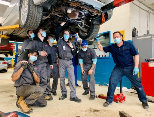 Class joined forces to change engines on a Subaru