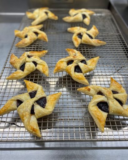 Puff pasty pinwheel with blueberry filling