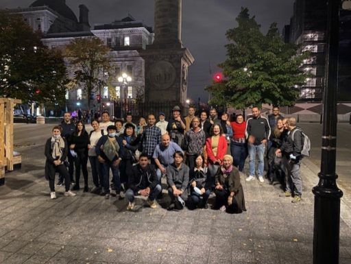 Students touring beautiful Old Montreal