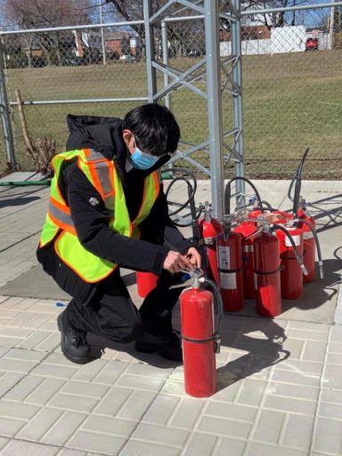 Working on fire extinguishers