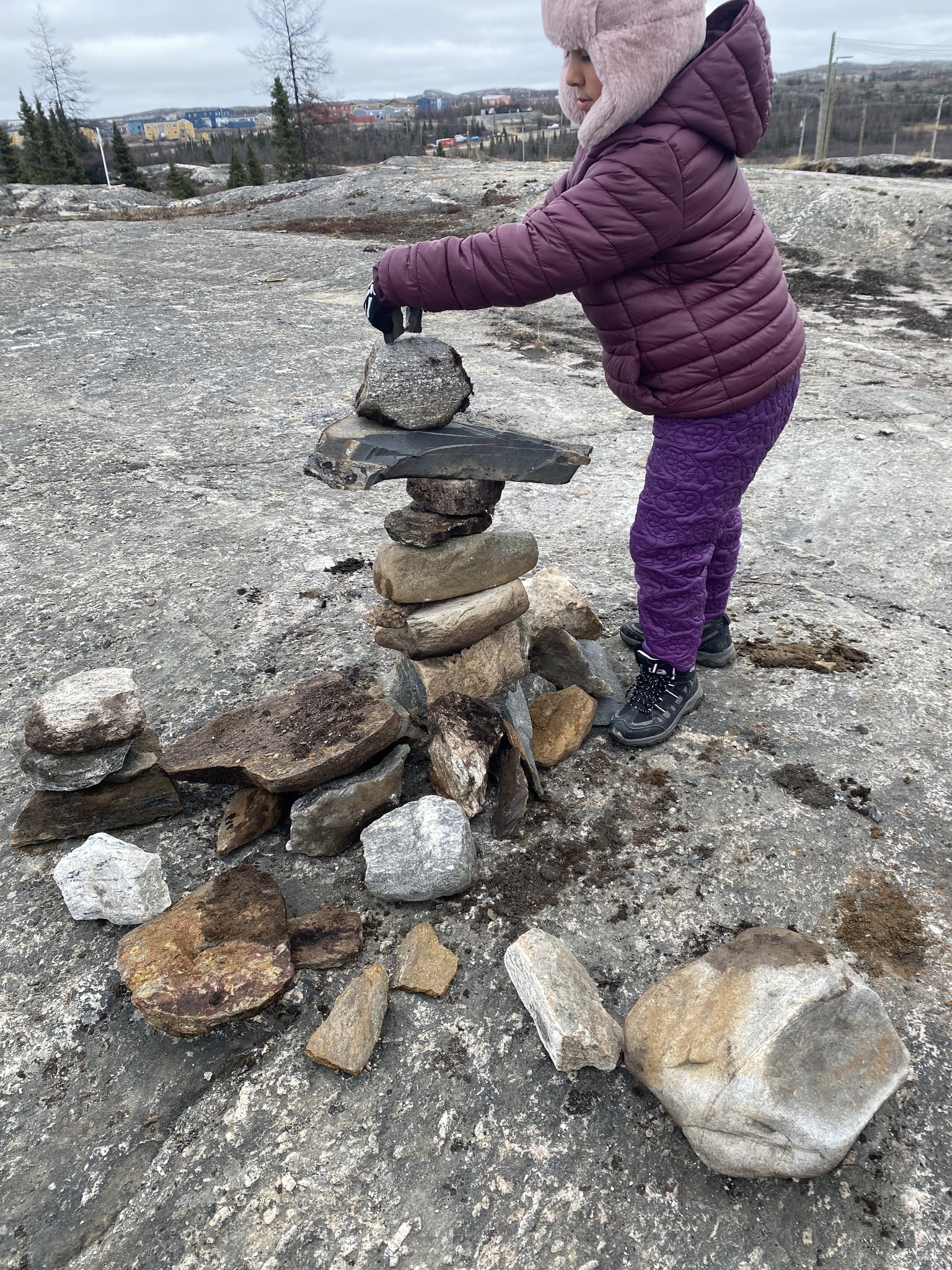 Building an inukshuk